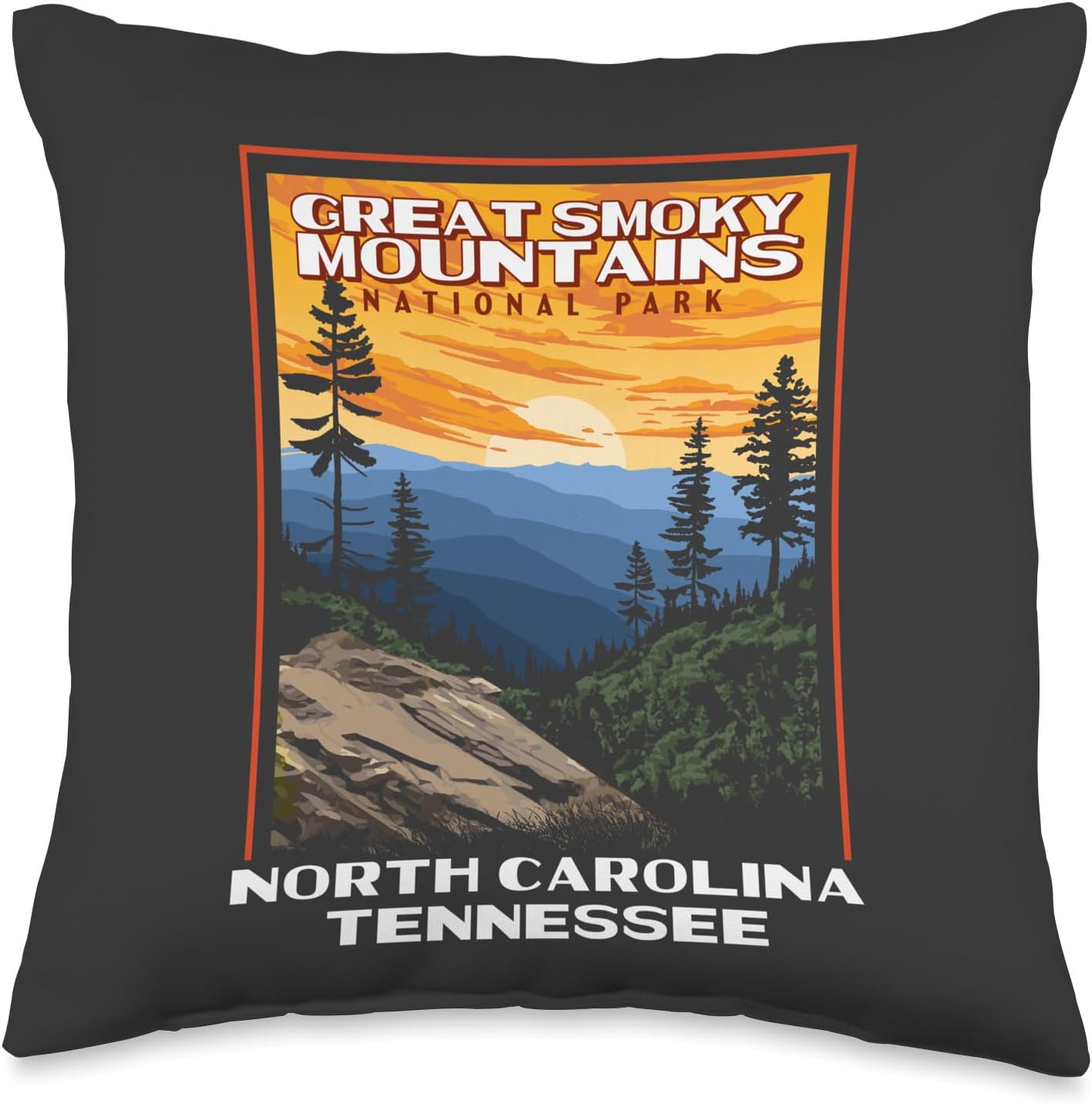 Great Smoky Mountains Vintage WPA National Park Smokies Throw Pillow