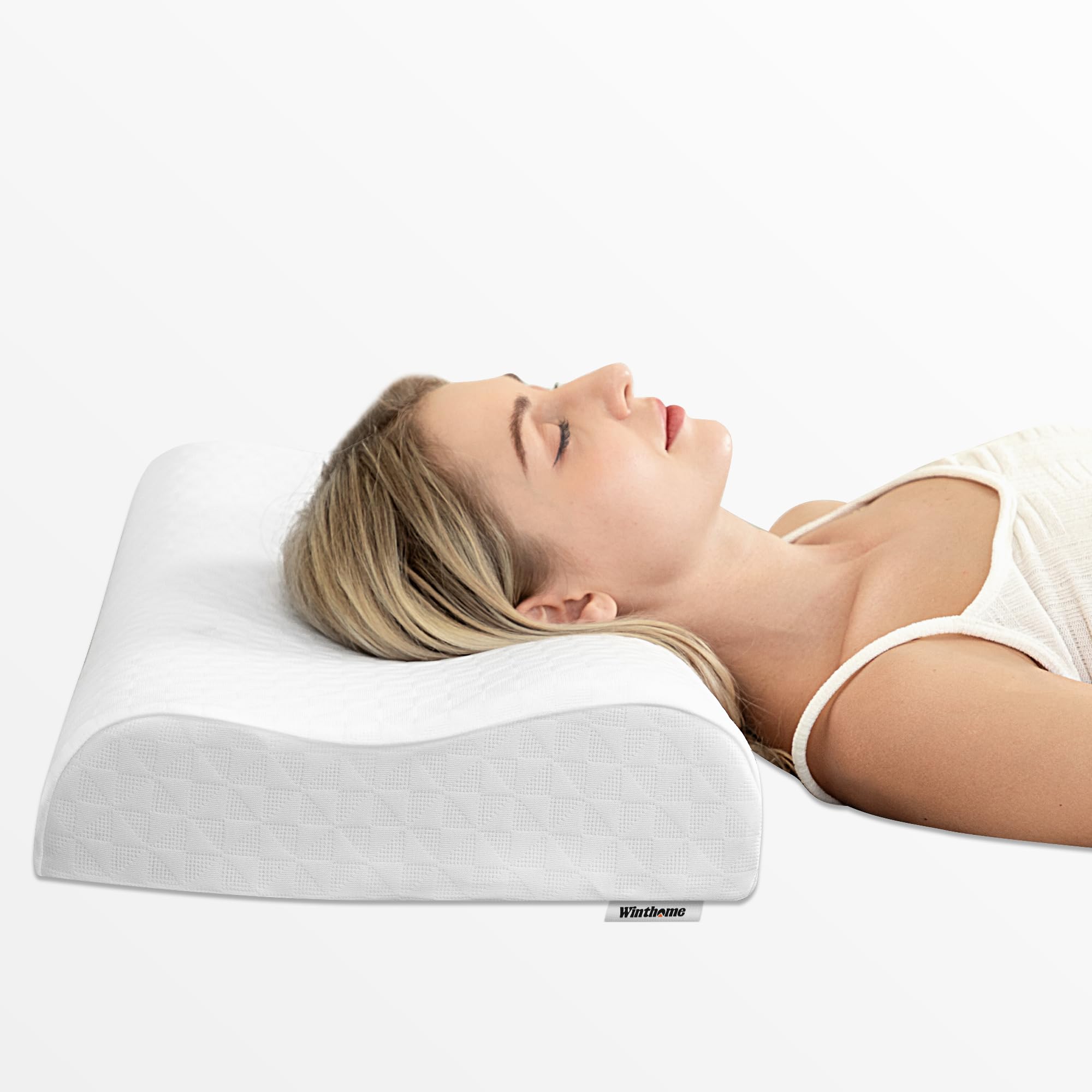 Winthome Memory Foam Pillow, Deep Sleep Pillow for Neck and Shoulder Pain, Ergonomic Cervical Pillow with Washable Cover (60x36x9/11cm)
