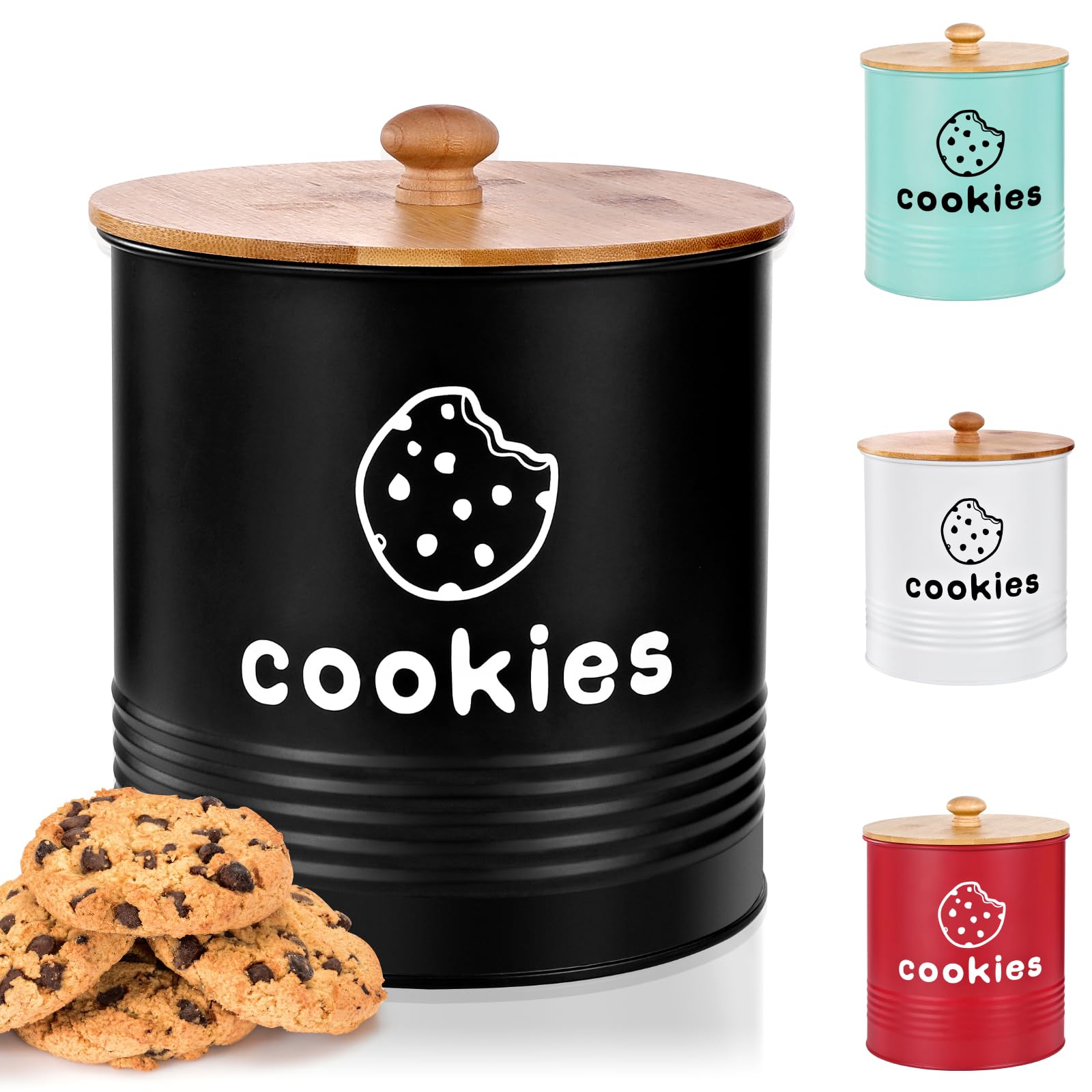 Large Cookie Tins with Lids Airtight (Black)