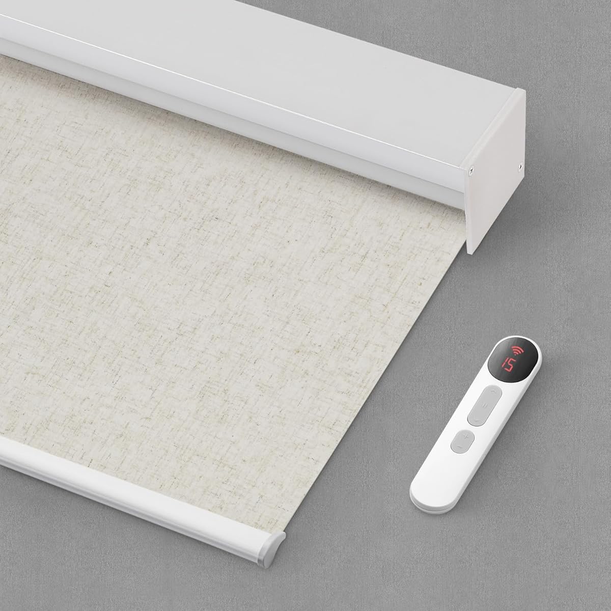 Bringnox Motorized Blinds with Remote,100% Blackout Smart Roller Blinds Compatible with Apple Homekit Google Home and Alexa Via HUB,and Customized (Linen Stone-01)