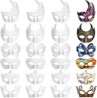 Vista 11 de Leyndo 24 máscaras de papel maché de media cara, máscaras blancas para mascarada, para bricolaje, Mardi Gras, Halloween, fiesta de cosplay