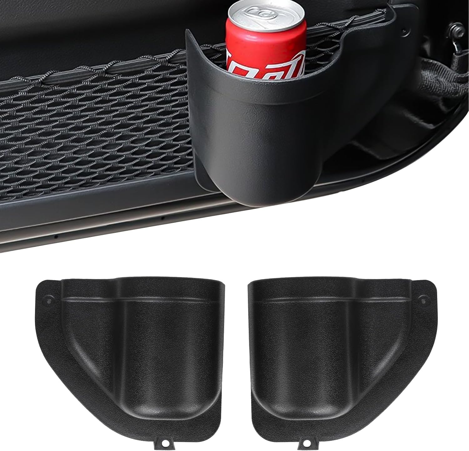 x xotic tech Door Pocket Front Door Storage Box Cup Holder Compatible with Jeep Wrangler JL JLU & Gladiator JT 2/4-Door 2018-up, 2Pcs Black Side Door Organizer Tray Interior Accessories