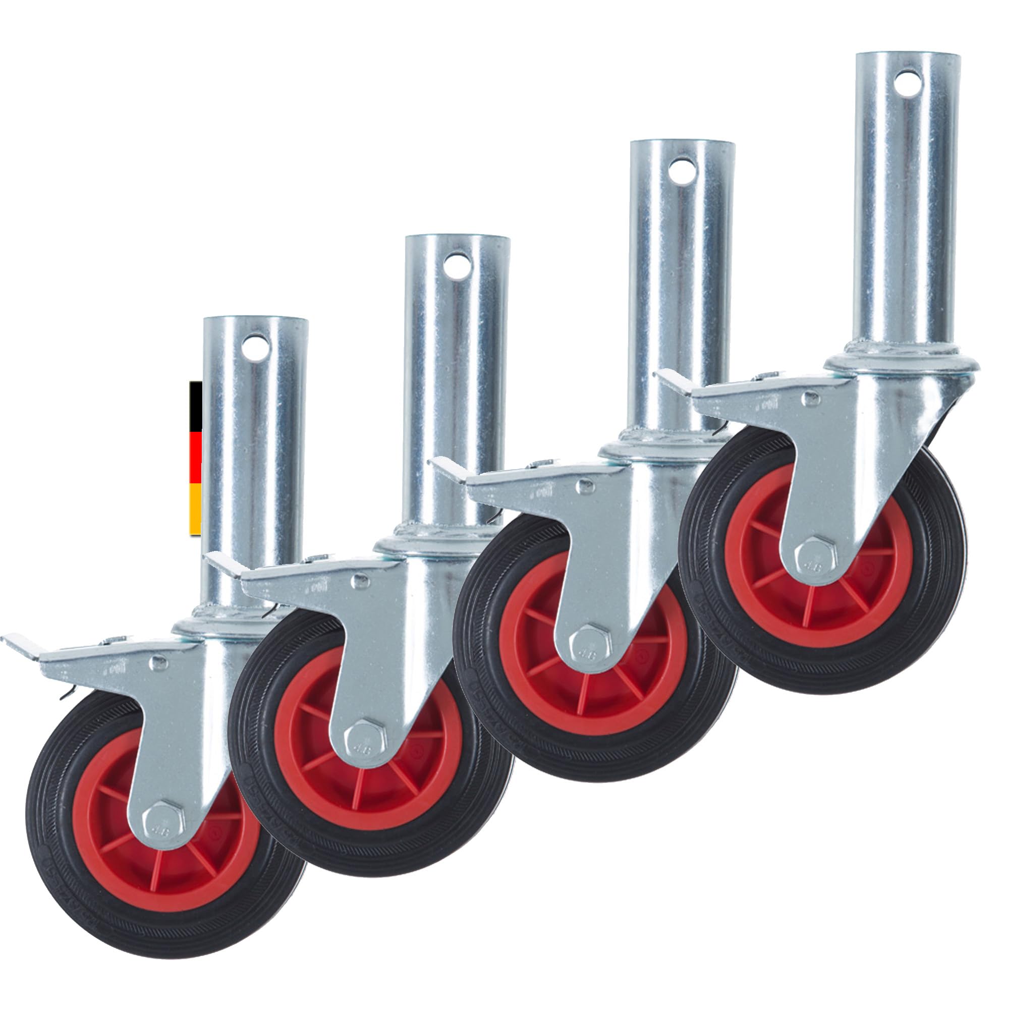 150 mm Gerüstrollen Set (4 Stück) mit Steckzapfen, passend zu verschiedenen Herstellern, AC Steigtechnik (150 mm Rollen)