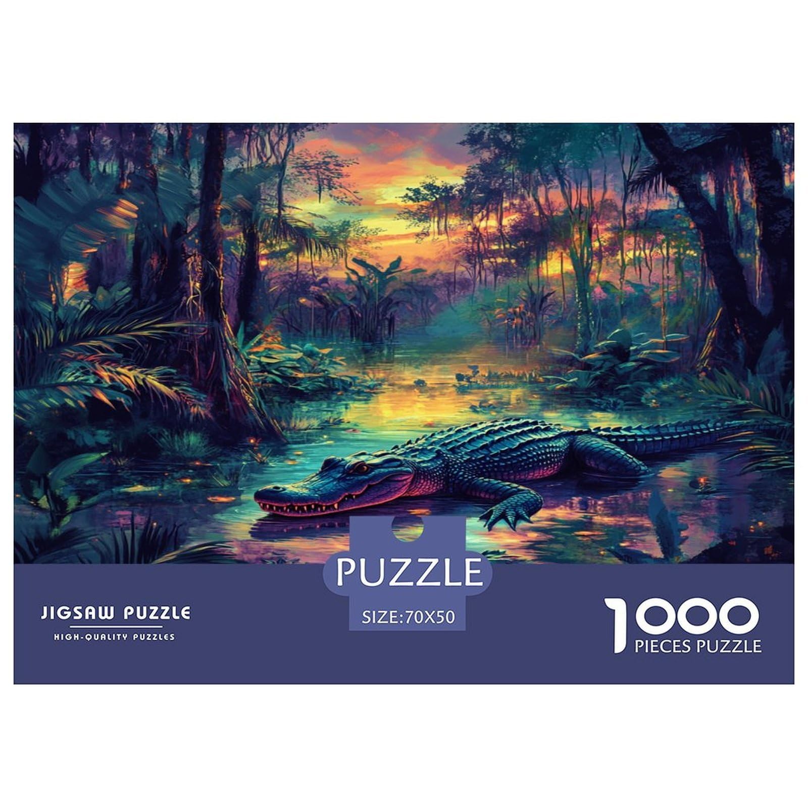 Puzzle Crocodile 1000 Piece Challenge Toy for Adults,Colorful Jungle Wildlife Impossible Jigsaw Puzzles 1000 Piece Educational Games Home Decoration 70x50cm/1000pcs — image 1