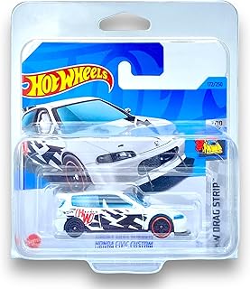 Honda Civic Custom (White & Black) 7/10 HW Drag Strip - 2023-172/250 (Short Card) - COMES IN A KLAS CAR KEEPER PROTECTIVE COLLECTORS CASE - HKH33