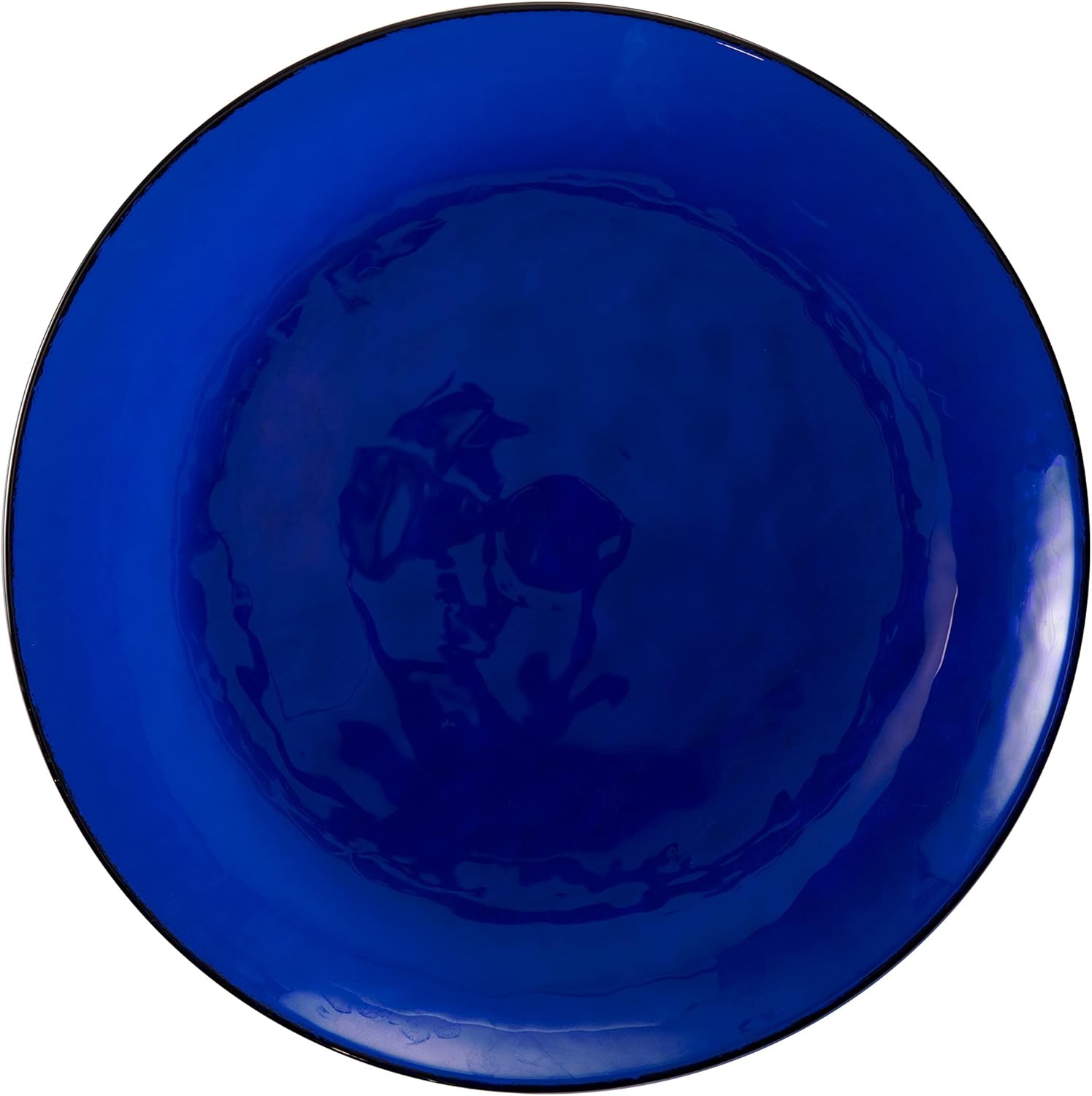 FORTESSA Los Cabos Cobalt Blue 4-Piece Hammered Glass Dinner Plates Set, 10.5 Inches - Dishwasher Safe Tableware