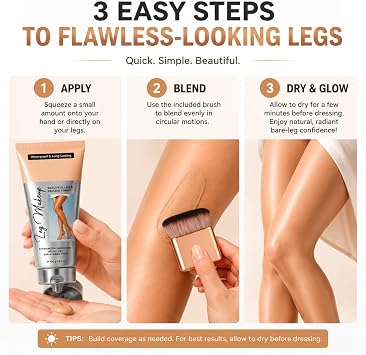 Body Coverage Perfector Waterproof - Leg Makeup No Transfer, Cream and Brush - Natural Tone Body Makeup for Legs - Concealer for Even-Looking Skin, Summer Outfits 100g