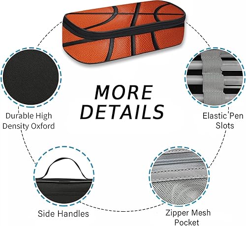 Miniatura 5 de Estuche para bolígrafo de baloncesto, papelería multifunción, bolsa de almacenamiento de gran capacidad con cremallera, regalos de cumpleaños, caja