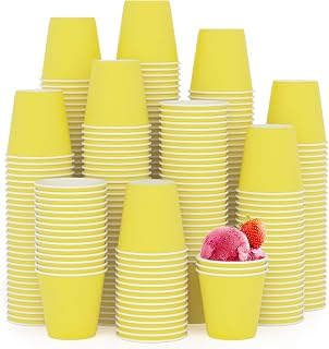 Turbo Bee 300Pack 3oz Small Paper Cups,Disposable Yellow Bathroom Cups, Hot/Cold Beverage Drinking Cup for Party, Picnic,Travel and Event