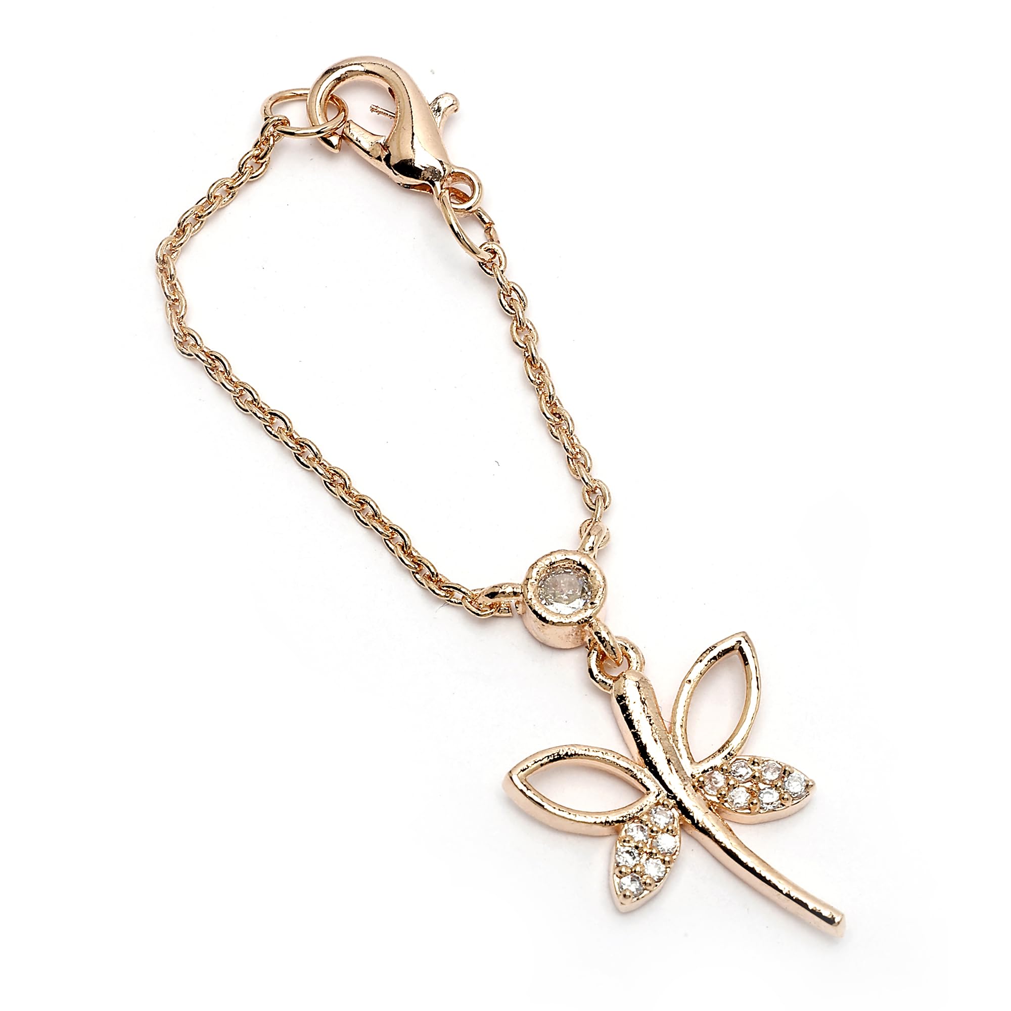 Rose Gold Plated Cubic Zirconia Diamond Adjustable Watch Charm Gift for Women & Girls Jewellery (Butterfly Watch Charm)