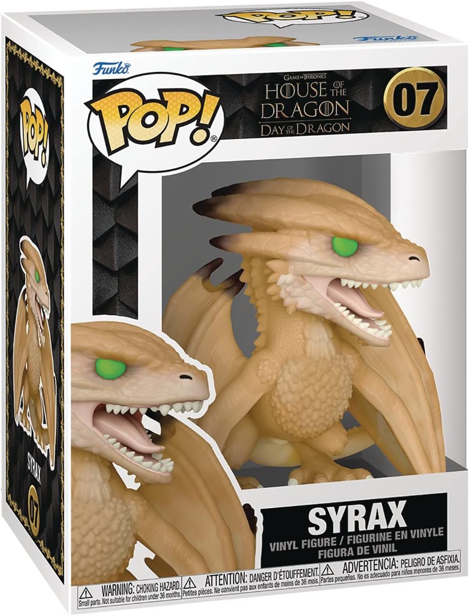 POP House of Dragon - Syrax Funko Vinyl Figure (Bundled with Compatible Box Protector Case), Multicolored, 3.75 inches