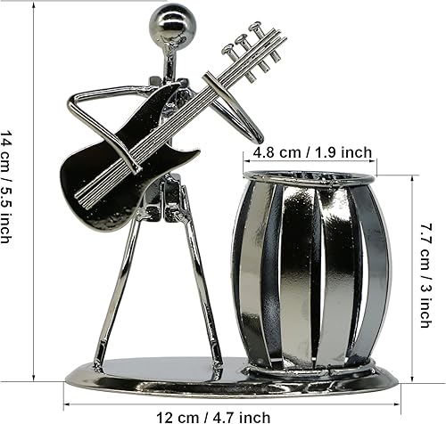 Miniatura 5 de LepoHome Soporte para Bolígrafos de Escritorio, Porta Lápices de Estilo Guitarra para Regalos para Hombres, Linda Taza de Metal para Bolígrafos para