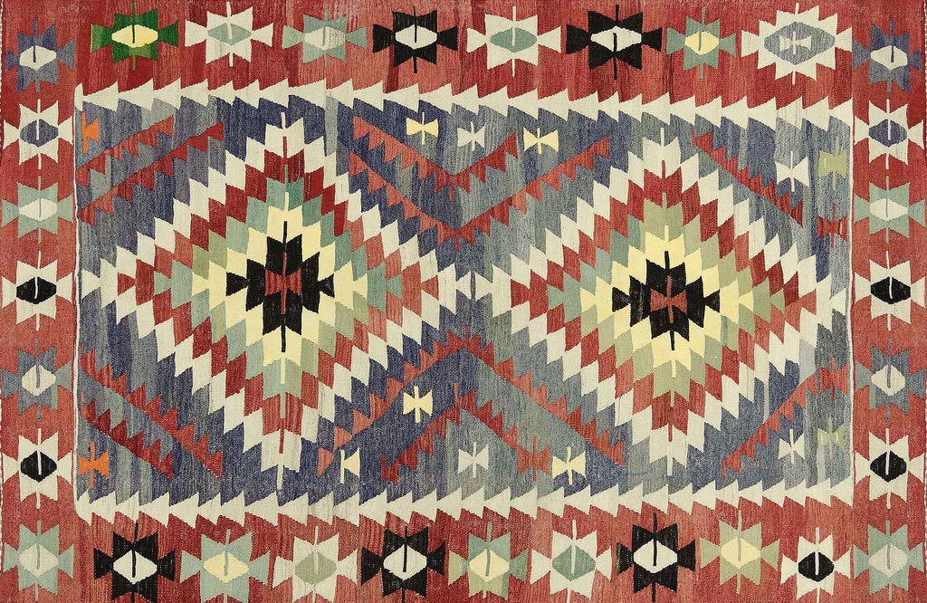 Vilber, Tapis en Vinyle Ethnique, Losanges, Couloir, Cuisine, Salon, Maison, Multicolore, différentes Tailles, Mesure 78 x 120 cm Kilim.2574 01.