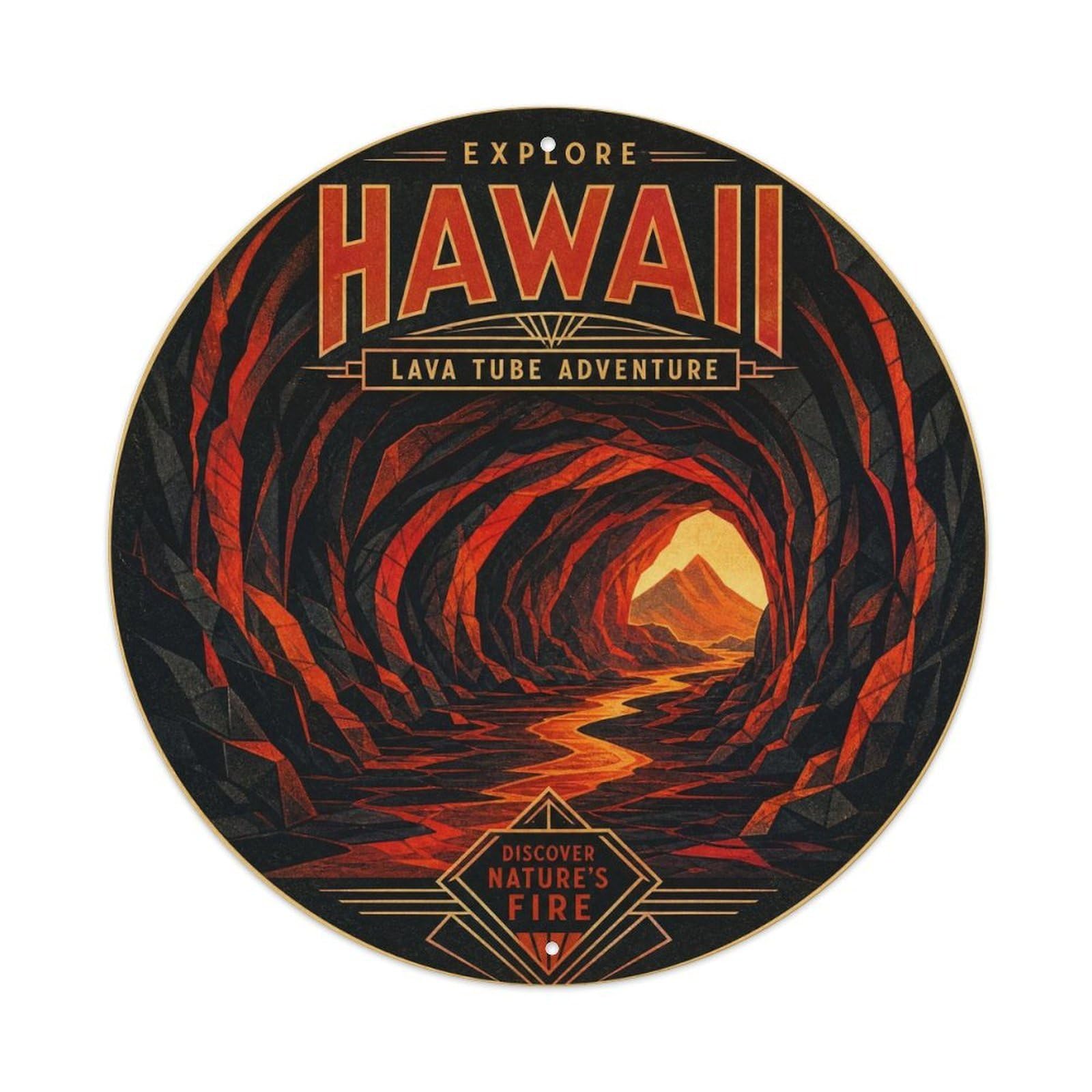 Lava Tube Cave Hawaii Volcanic Island Flow Landscape Metal Tin Sign