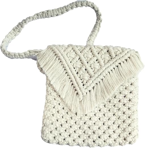LOVE N BEYOND EMILY Macrame Women Girl Handmade Cotton Boho Crochet Large Green Sling Bag Fashion Gift