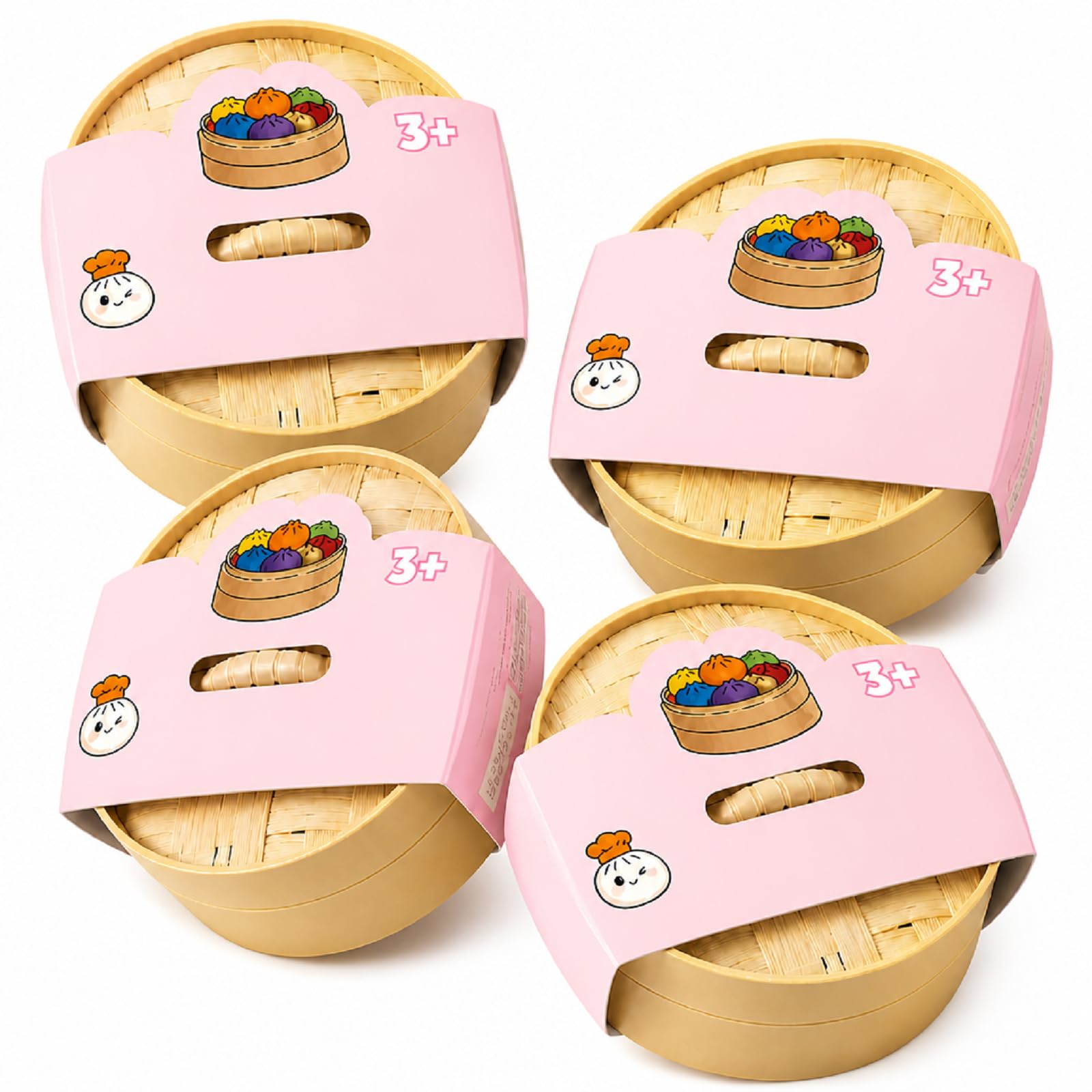 Giant Dumpling Squishy Toy Box 4 Pack, Stretchable Dumpling Squeeze Toy Rising Squishies, Sensory Stress Ball Fidget Toys for Desk Decor Adults Anxiety Relief