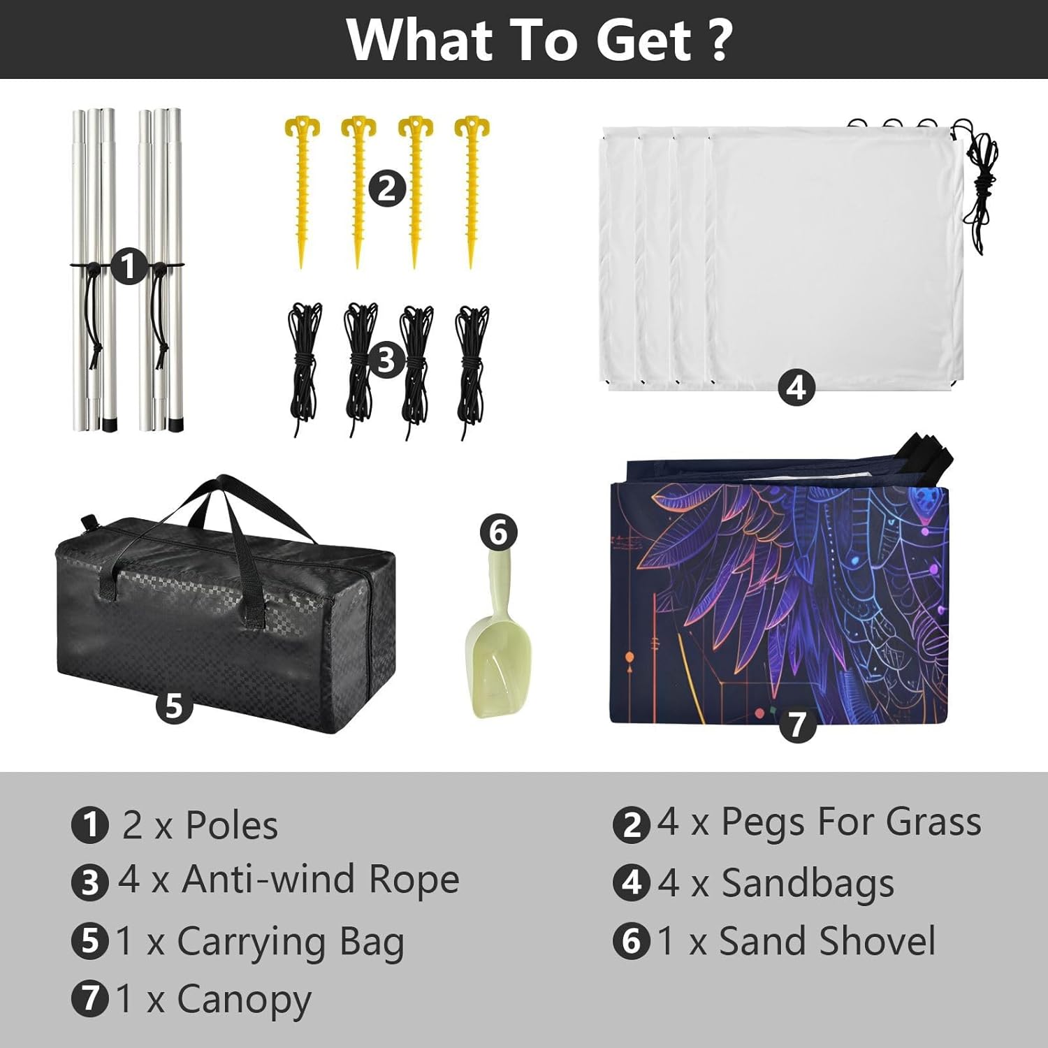 ALAZA Mecha Cyberpunk Owl Beach Tent Sun Shelter UPF50+ Protection Beach Shade Canopy w/ 4 Sandbags for Outdoor Camping, Fishing, Backyard Fun, Picnic, 10x9 ft