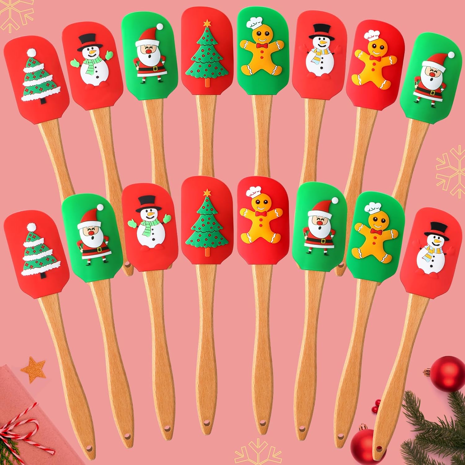 Patelai 16 Pieces Christmas Silicone Spatula Set Kitchen