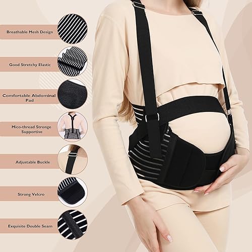 Miniatura 5 de Bandas para el Vientre para Mujeres Embarazadas - Cinturón de Maternidad Apoyo para el Embarazo - Faja Abdominal Transpirable, Soporte Lumbar,