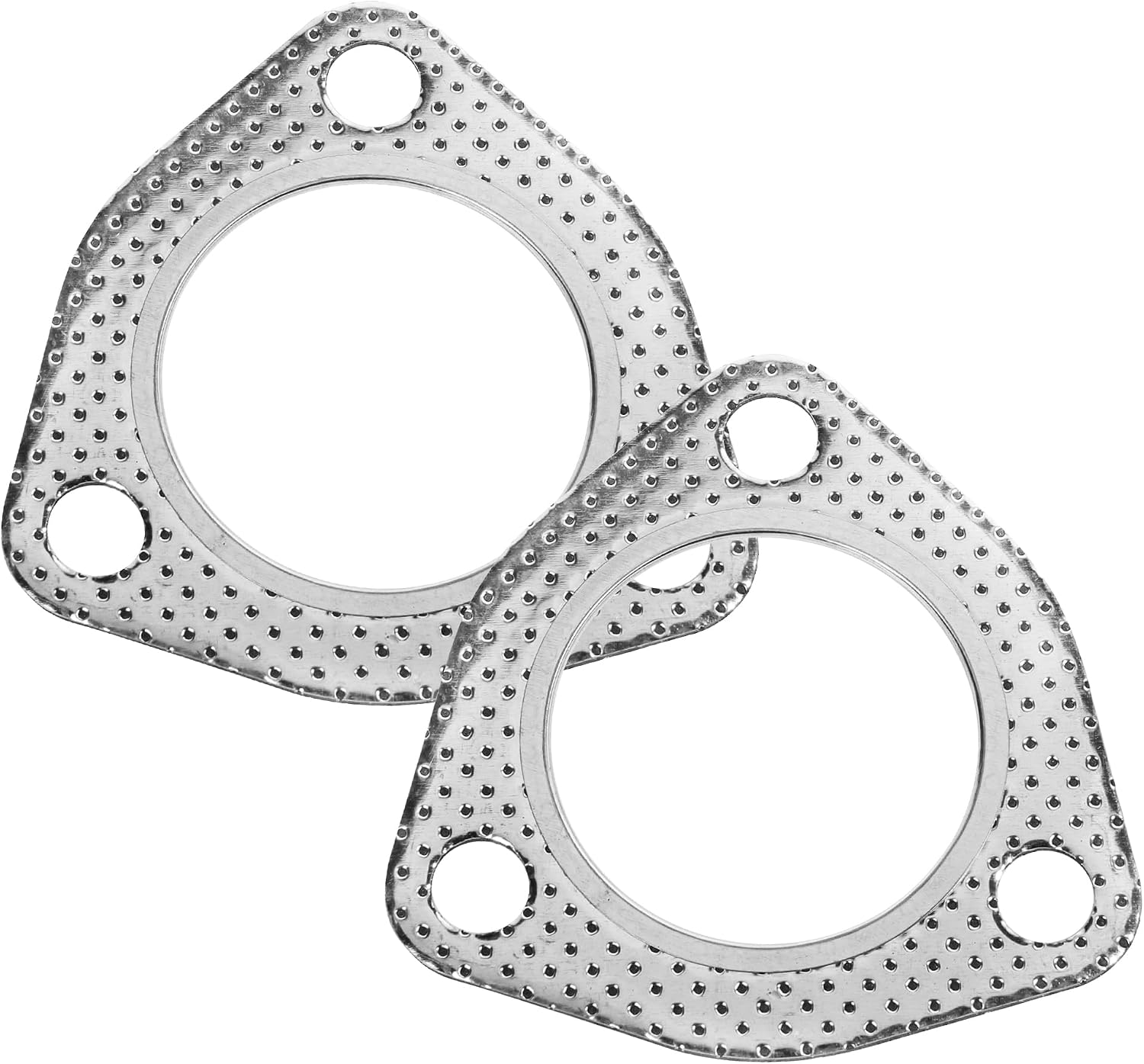 2PCS Exhaust Gasket,Car Accessories 3-Bolt Header Gasket,Automotive Replacement Exhaust Pipe Connector Gaskets,Used for Piping Connections for Manifold,Header,Muffler (2.5inch)