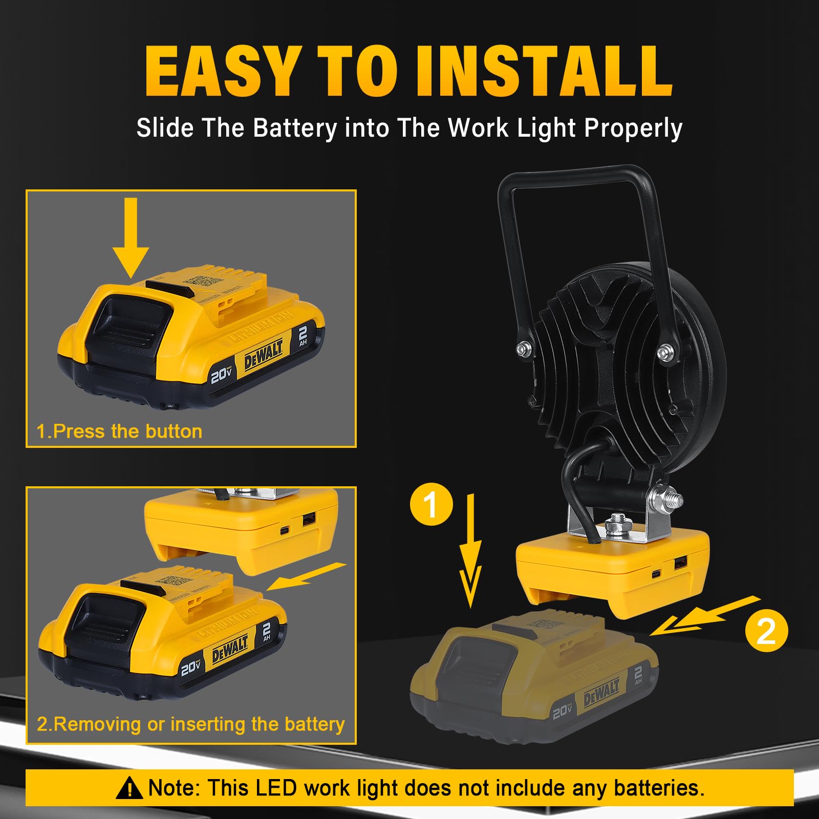 FARETTO PER DEWALT LED PORTATILE A BATTERIA 18V TORCIA LAMPADA - Foto 6