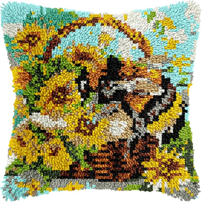 Kit de crochet verrouillable motif panier de fleurs 43x43cm NAHUIGOOD