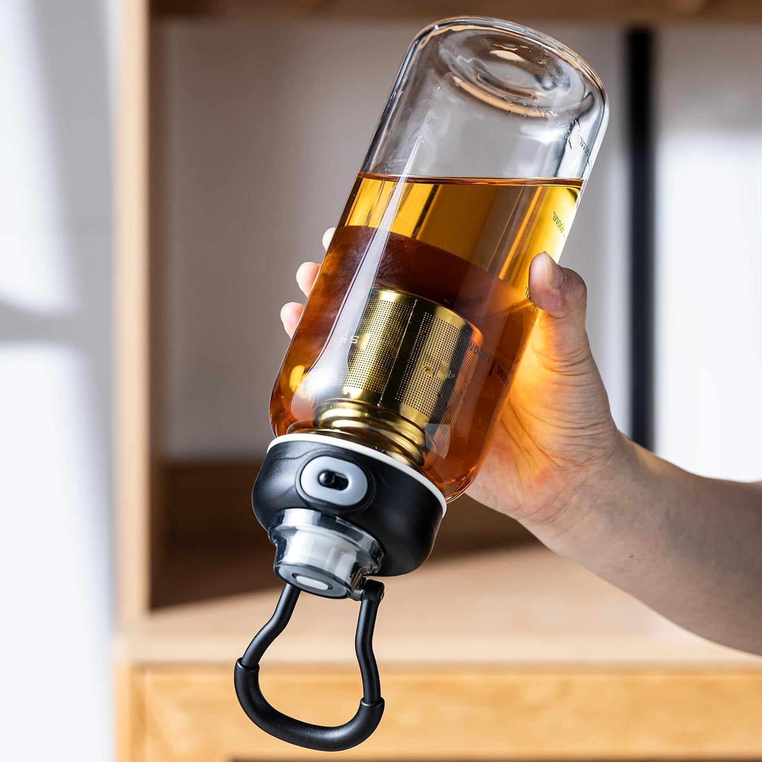 Snminetal 34oz Glass Water Bottle with Capacity Mark & Sleeve, BPA-Free Tea Bottle with Infuser for Hot & Cold Drinks, Tea, Coffee and Water for Gym, Home & Office - Image 8