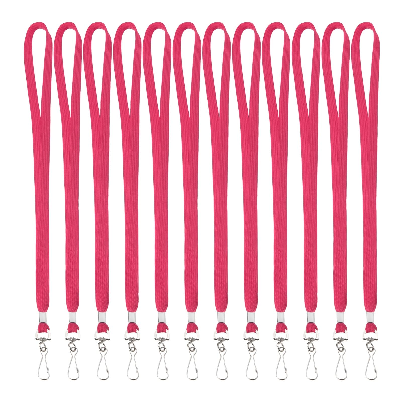 PATIKIL 25Pcs Lanyards Bulk, 47cm Badge Lanyard Neck Polyester with Clasp for ID Badge Keys Worker Name Tag Wallet Cruise Phone Events Office, Rose Red