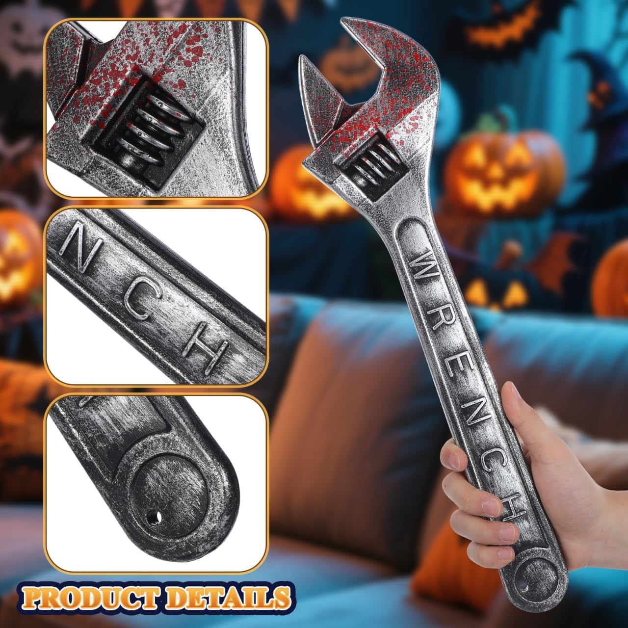TOYANDONA 2pcs Halloween Plastic Spanner Set, Realistic Halloween Props Fake Wrench Toys for Cosplay Costume Accessories Halloween Haunted Houses Decorations
