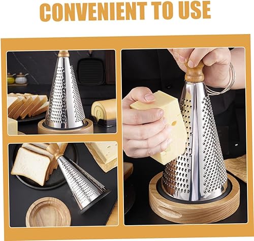 Miniatura 6 de Uonlytech Multifunctional Kitchen Cheese Grater with Wood Handle Stainless Steel Three-sided Design Stable Stand for Home Restaurant Vegetable