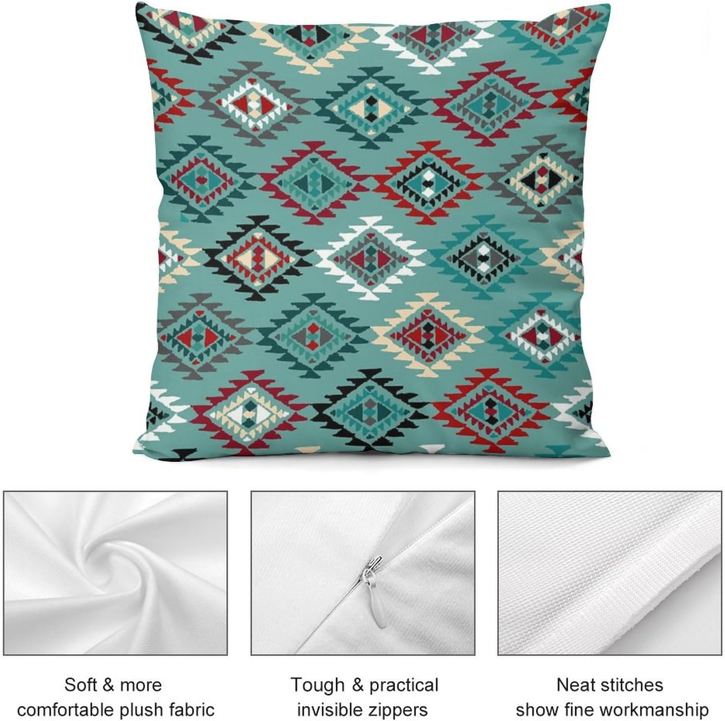 Navajo Native American Pattern 2-pc Pillow Covers Cushion Cover Cases Square Pillowcases Sofa Couch Bed Home Decor 26 "x26