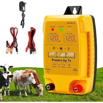 Electric Fence, DIY Kit, High Output Pulse & LED Voltage Display, Premium Electric Fence Energizer for Animals, Animal Prevention