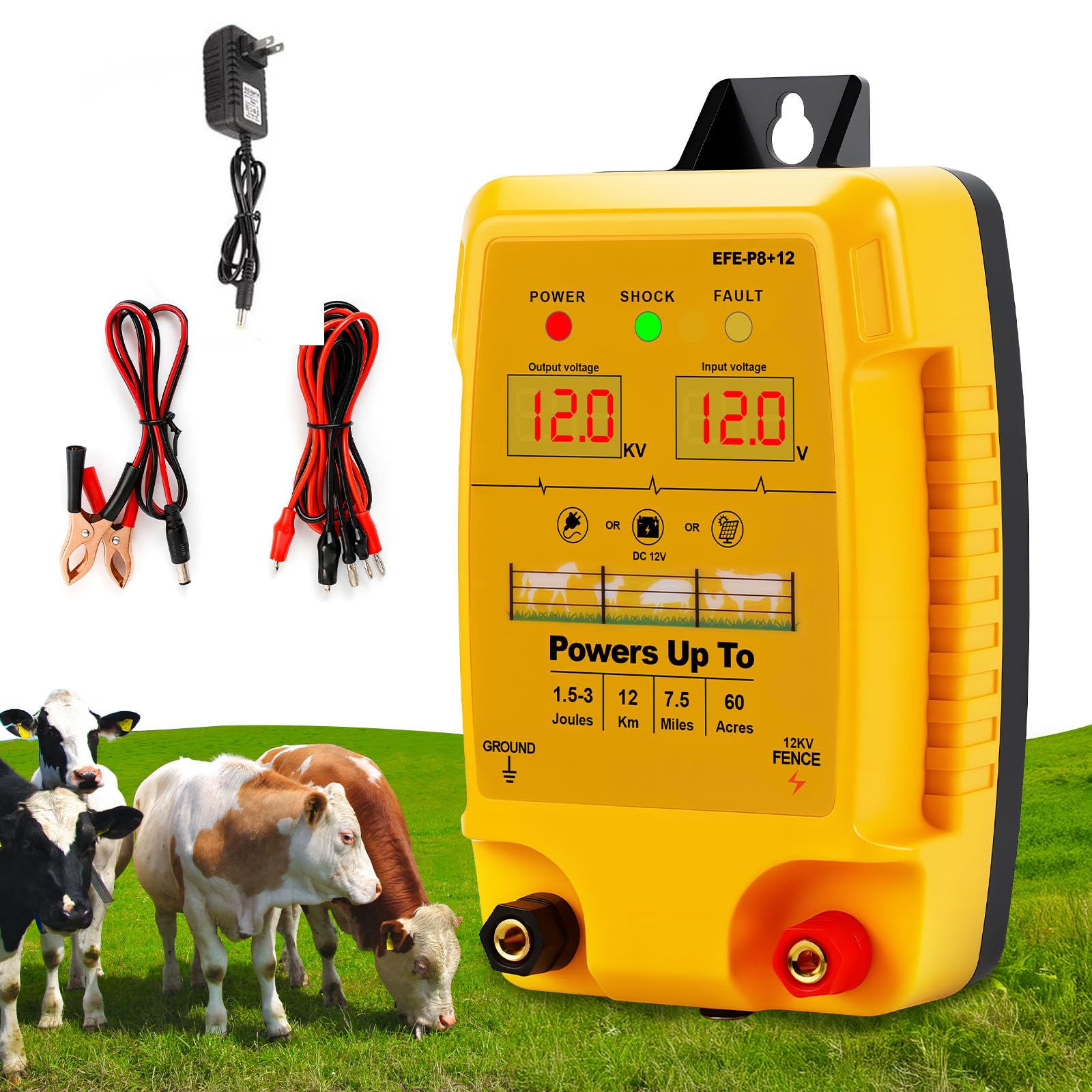 [ahomeone]電気柵 自作 キット 高出力パルス&LED電圧表示 動物用プレミアム電気柵エナジャイザー 防獣 電気さくセット