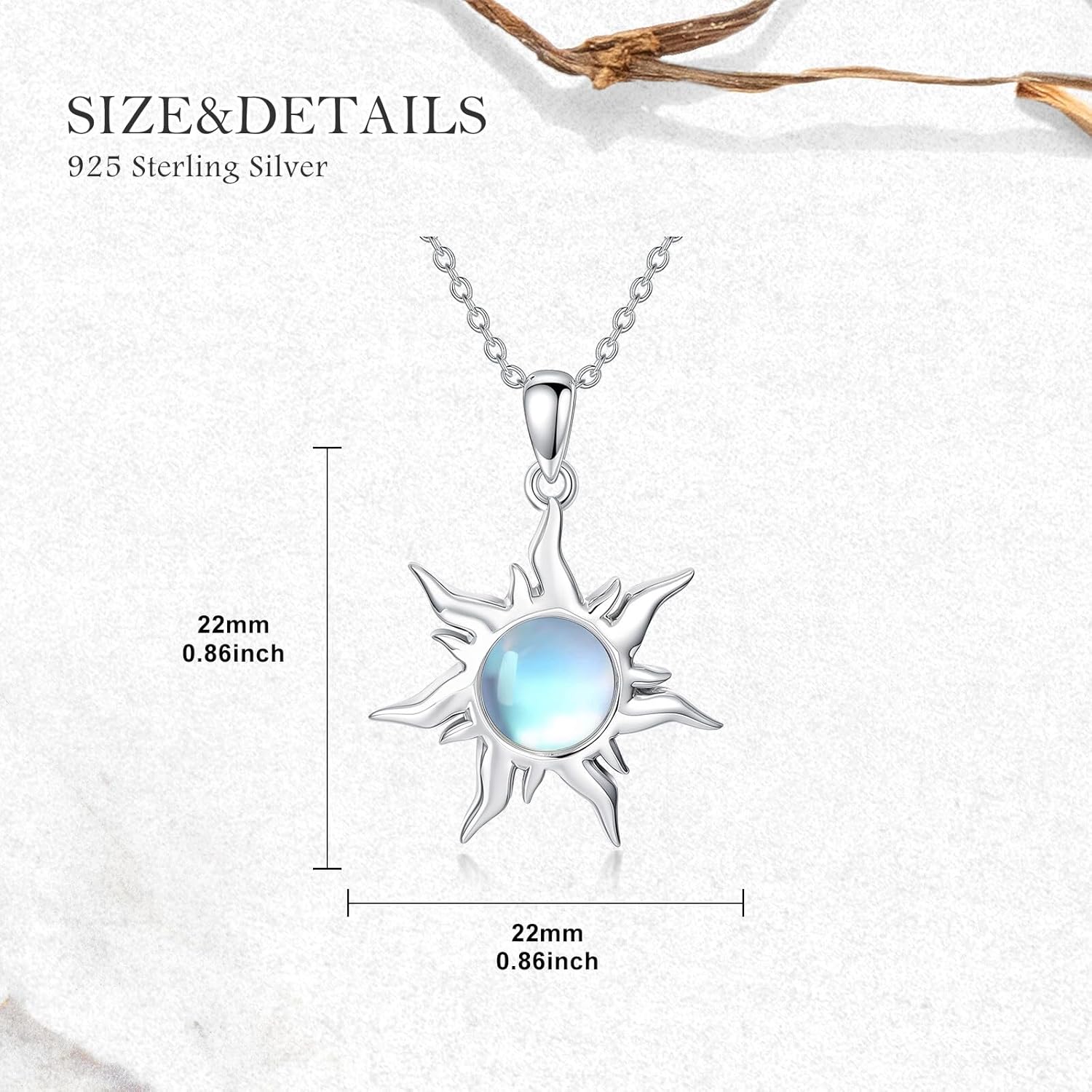 Sun Necklace for Women 925 Sterling Silver Moonstone Sun Pendant Ladies Jewelry Gifts - Image 5