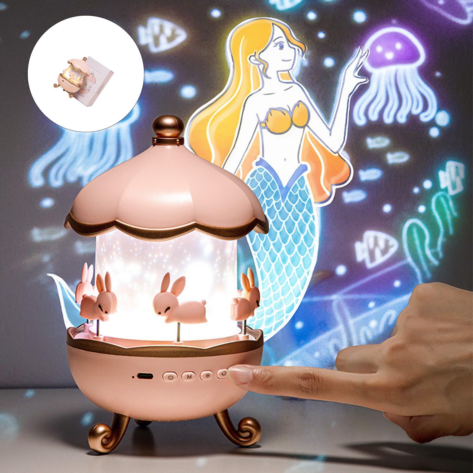 Proiettore di stelle Luce Notturna con Music Box Forma 12 Temi Visivi Dinamici Batteria Ricaricabile per Camera da Letto Decor Atmosfere Lampada Proiettore Stella