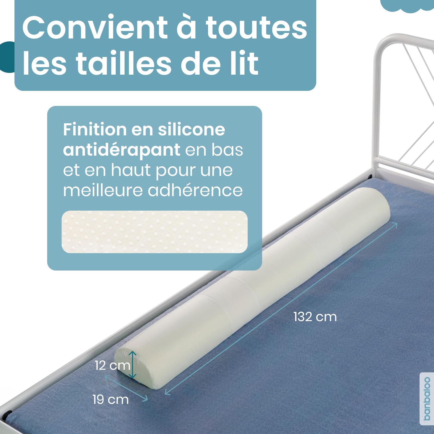 BANBALOO Barrière Pare-Chocs de Lit Garde-Corps Sécurité Mousse Housse Antidérapante Imperméable Système Antichute Enfants Bébés Lits Pliants Coussin Sécurité Passif