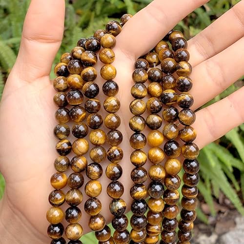 Miniatura 3 de Adabele GY26-8 - 2 hebras de piedras preciosas curativas de ojo de tigre amarillo natural de grado A de 0.315 pulgadas (88 a 94 unidades en total)