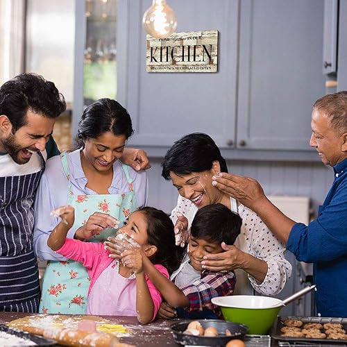 Miniatura 2 de Letreros de cocina para decoración de pared de cocina rústica, arte de pared de cocina con texto en inglés "Come Gather in Our Kitchen", tamaño de