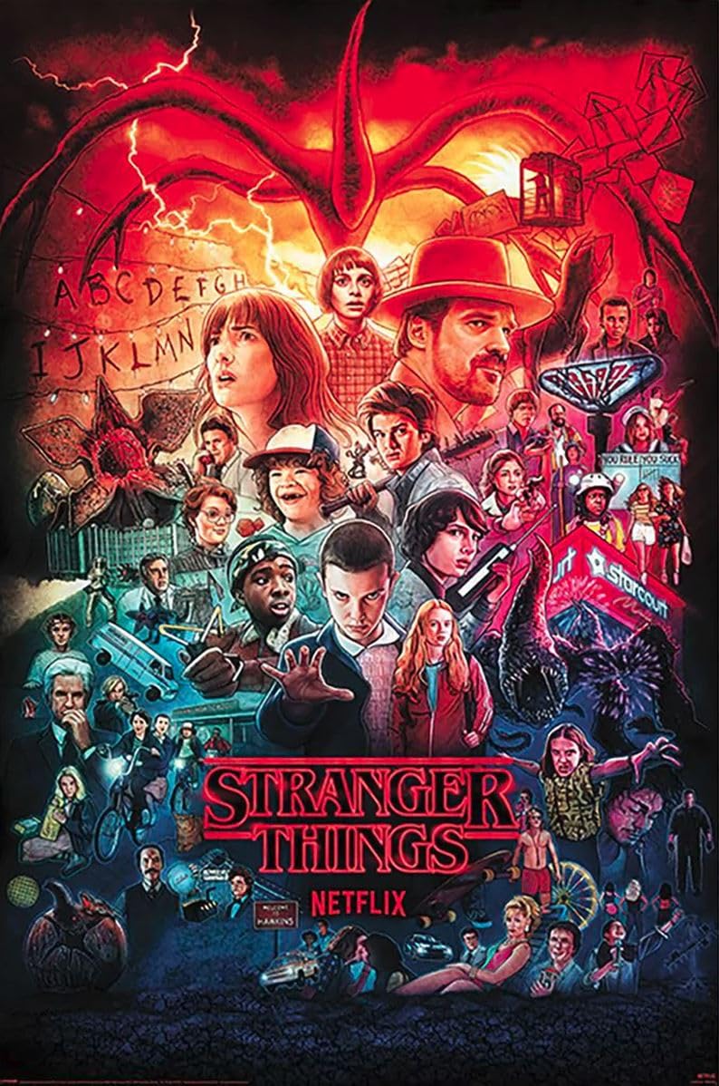 Grindstore Multicolour Laminated Stranger Things Seasons Montage Maxi Poster Large Wall Art Print, Wall Decor, Home Office Classroom Decoration, Gift Idea, Decorative Print 91.5X61cm