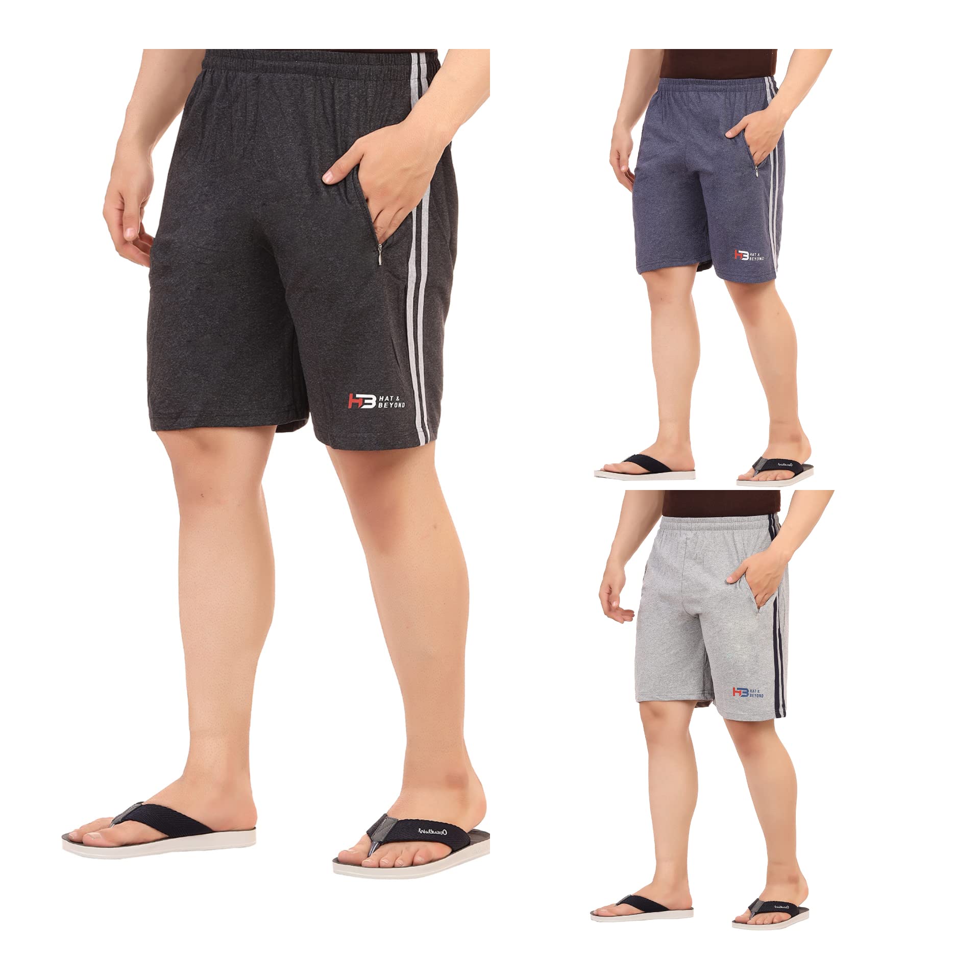 MARKTEE Mens Zip Pocket Shorts Pack of 3