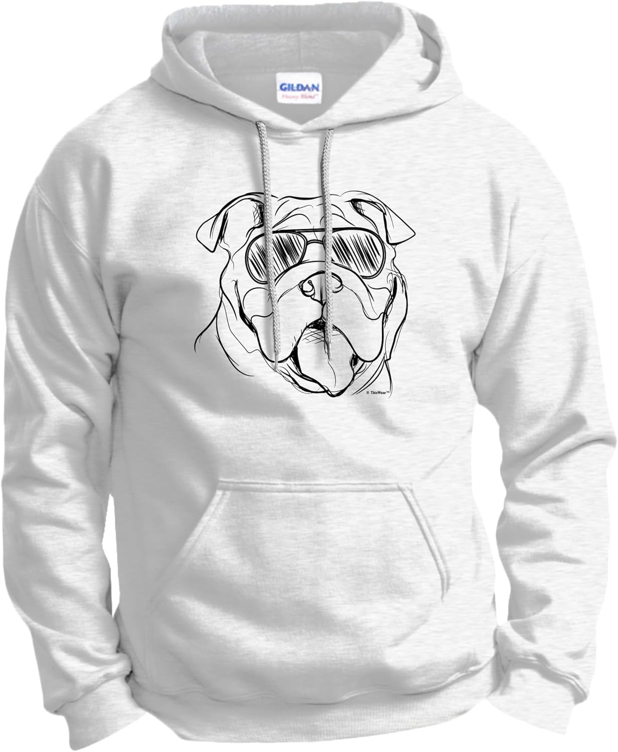 ThisWear Bulldog Gifts English Bulldog Sunglasses Dog Gift Hoodie Sweatshirt