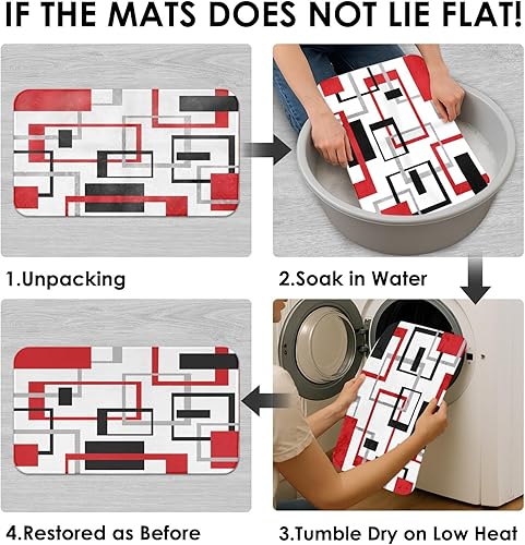 Miniatura 7 de ArtSocket Juego de baño geométrico rojo y gris con cortina de ducha, accesorios de cortina de ducha, cortina de ducha moderna negra y gris,