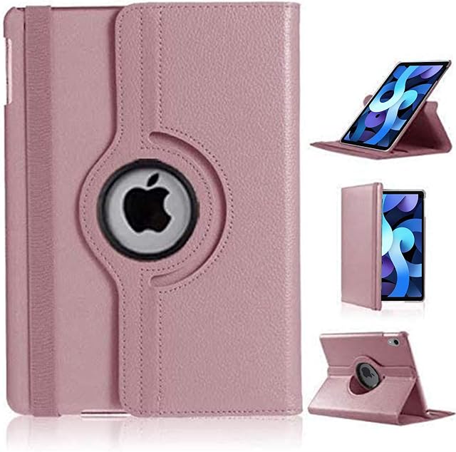 iPad Air Case 2022 DN-Technology iPad Air 5th / 4th Generation Case (2022/2020) (10.9 inch iPad Air Case) 360° Rotating Leather Folio Case For iPad Air 5 10.9 2022 / Air 4 10.9 2020 (ROSE GOLD)