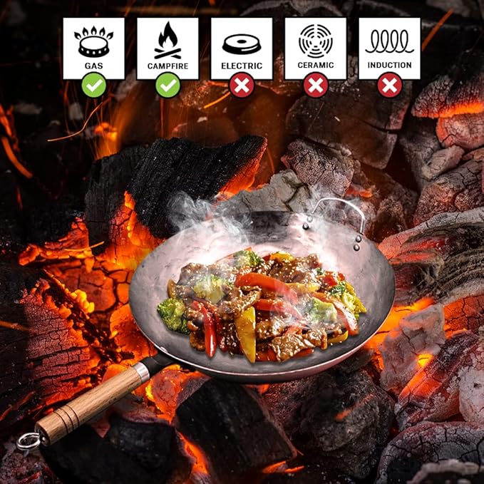 Wok de Acero al Carbón de 33 cm con Aro Espátula Antiadherente miniatura 6