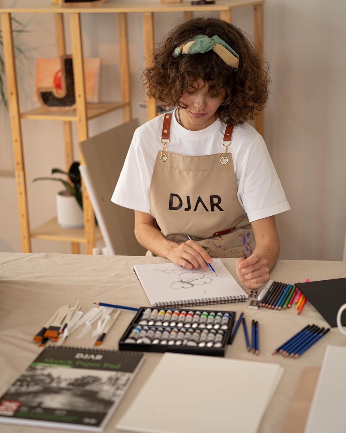 DJAR 87 pcs Acrylic Paint Set for Adults with Storage Box, Professional Paint Supplies with Desktop Easel, Acrylic Paint, Canvas and 24 Color Paints for Artists and Beginners