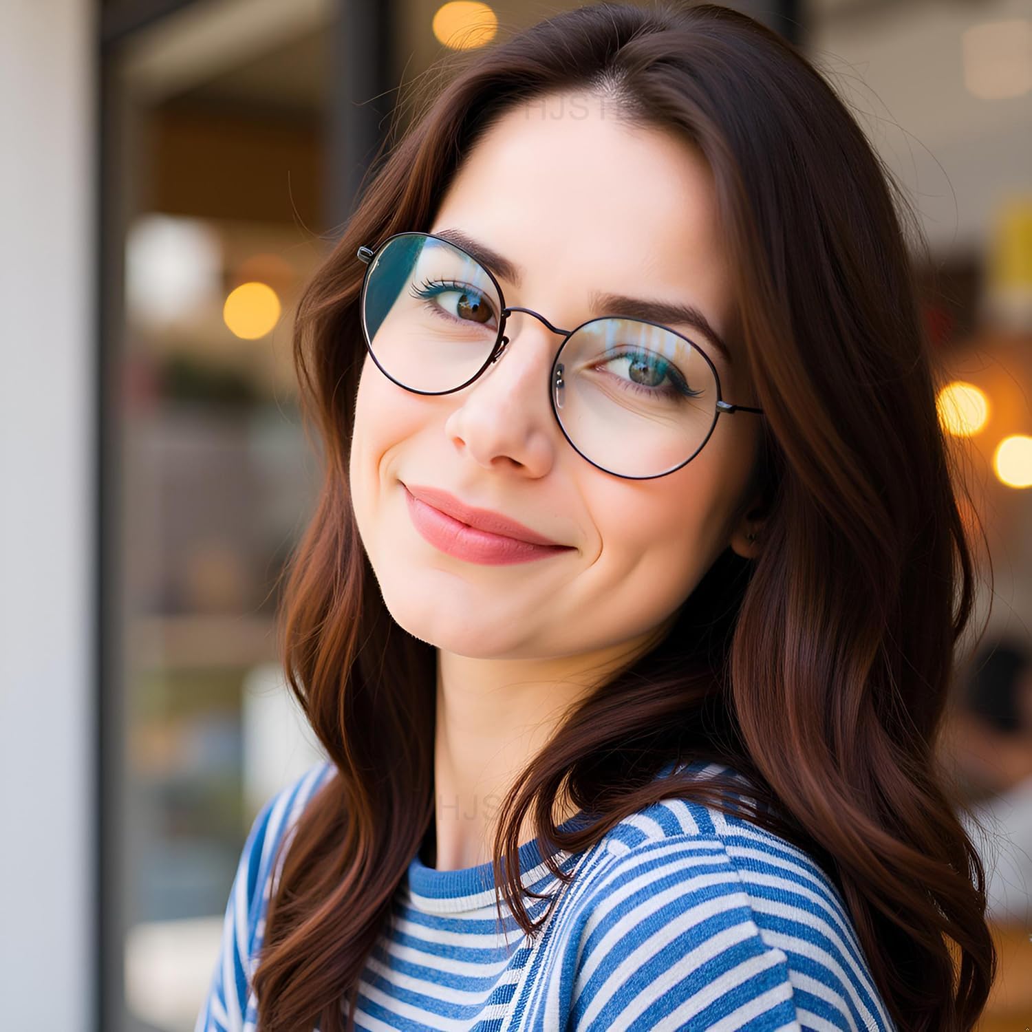 HJSTES Round Blue Light Glasses for Women Men Retro Circle Clear Lens Metal Frame Eyeglasses - Image 2