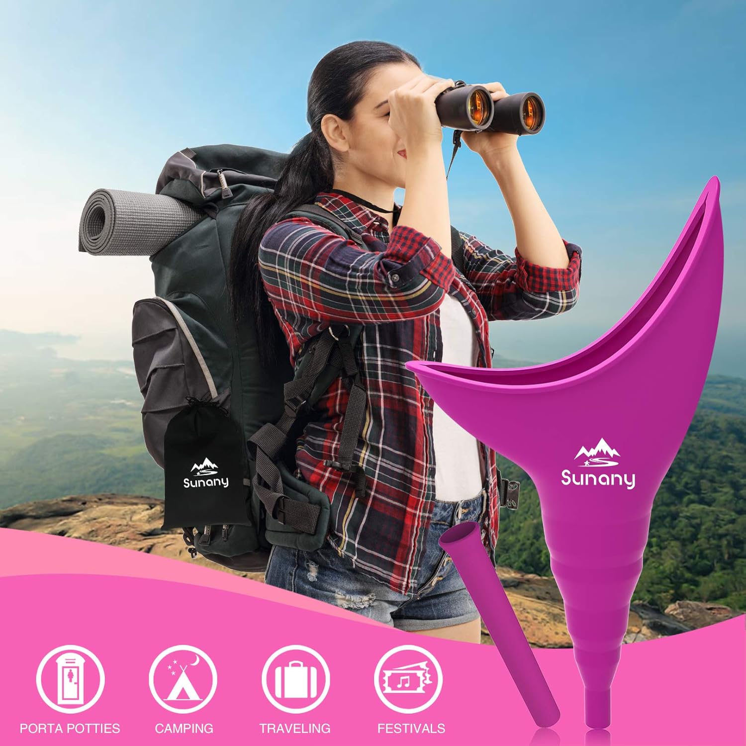 Female Urination Device, Reusable Female Urinal Silicone Women Pee Funnel Allows Women to Pee Standing Up, Portable Womens Urinal is The Perfect Companion for Camping,Outdoor,Travel（Fuchsia） : Health & Household
