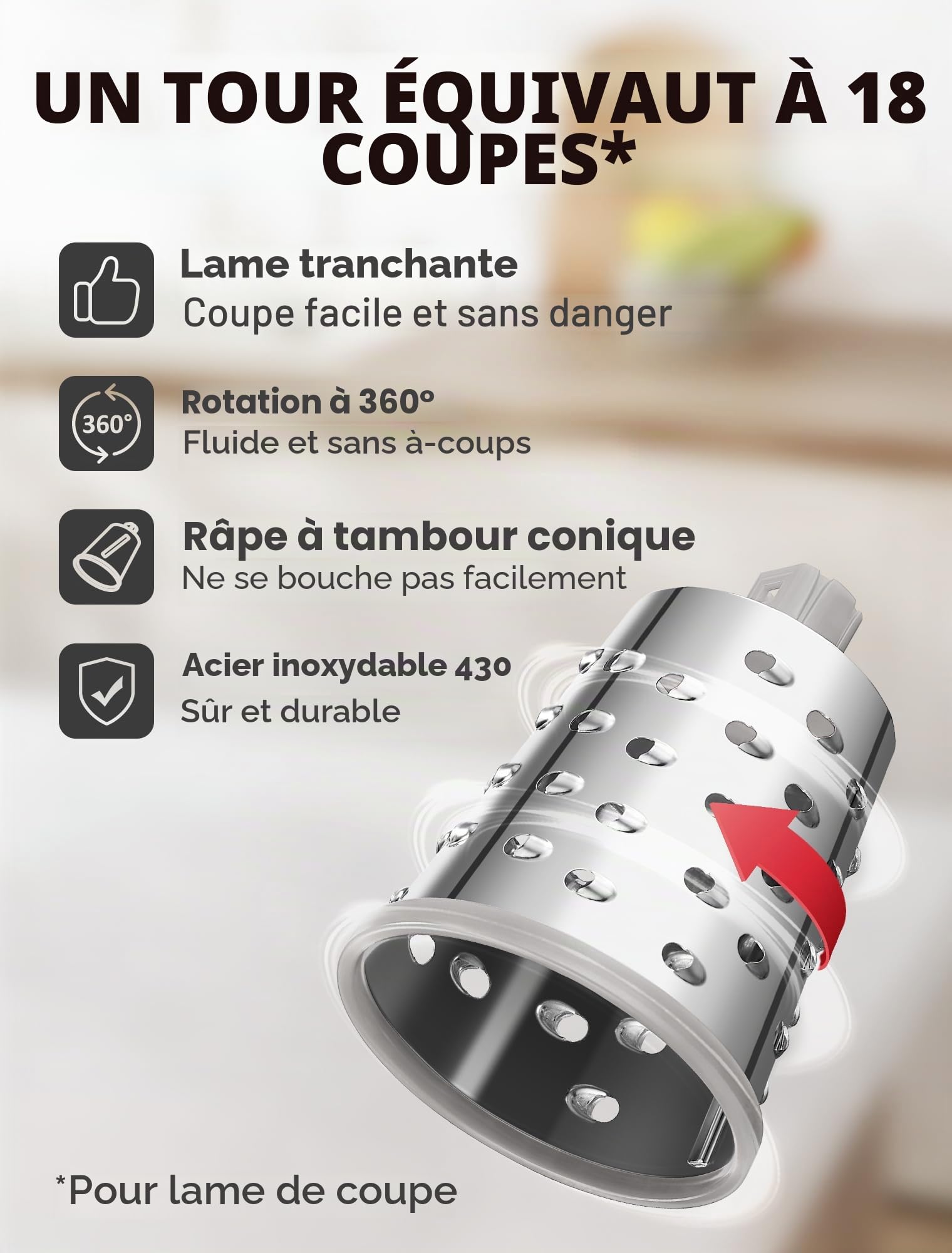 Geedel Rape a Fromage, Rapeuse Legume Multifonctionnelle avec 4 Lames Remplaçables, Rape Fromage avec Poignée, Decoupe Legumes Coupe Rapide, Facile à Nettoyer, Couper Carotte Concombre Patate, Blanc