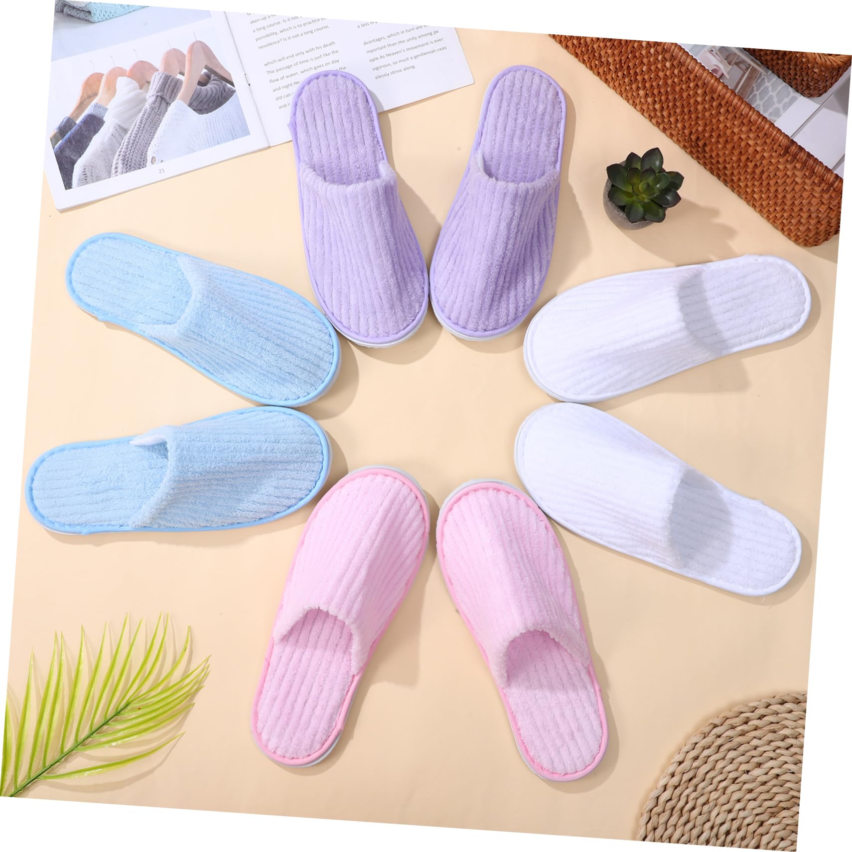 Ipetboom Pantoufles en Coral Fleece Antidérapantes 12 Paires Jetables