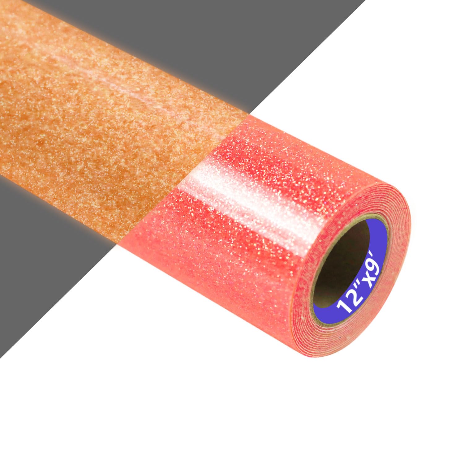 HTVVETUR Glitter Red Heat Transfer Vinyl, Glow in The Dark HTV Vinyl Roll 12" x 9ft, Easy to Cut &amp; Weed for Heat Press DIY Craft